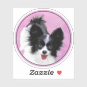 Papillon (Wit en Zwart) Schilderij - Hond Kunst Sticker (Vel)