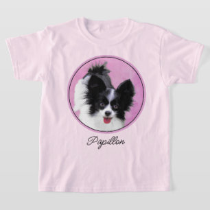Papillon (Wit en Zwart) Schilderij - Hond Kunst T-shirt