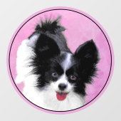 Papillon (Wit en Zwart) Schilderij - Honden Kunst Raamsticker (Vel)