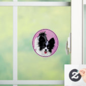 Papillon (Wit en Zwart) Schilderij - Honden Kunst Raamsticker (Huis)