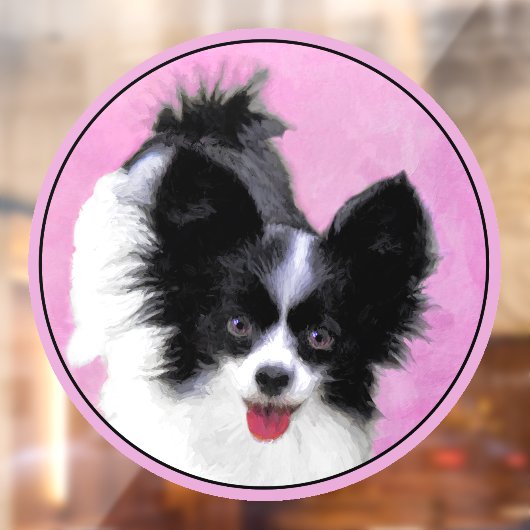 Papillon (Wit en Zwart) Schilderij - Honden Kunst Raamsticker (Vel 2)