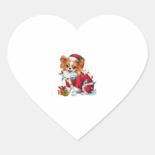 Papillon Xmas Verlichting Santa Papillon Hond Kers Hart Sticker