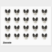 Papillon Zwart-wit Puppy Dog - Liefde Puppies Ronde Sticker (Vel)