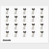 Papillon Zwart-wit Puppy Dog - Liefde Puppies Ronde Sticker (Vel)