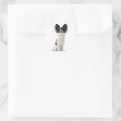 Papillon Zwart-wit Puppy Dog - Liefde Puppies Ronde Sticker (Tas)