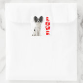 Papillon Zwart-wit Puppy Dog - Liefde Puppies Vierkante Sticker (Tas)