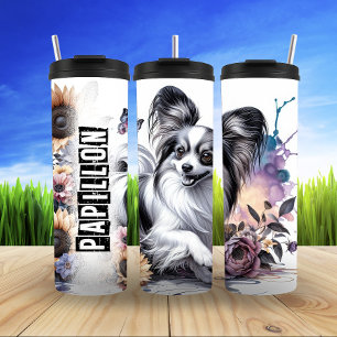 Papillon's sierlijke bloemendans thermosbeker