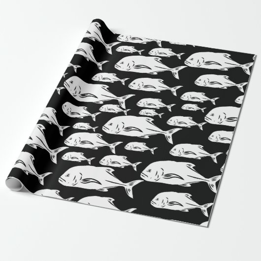 Papio en Ulua - Hawaïaanse zwart-wit print Cadeaupapier (Uitgerold)