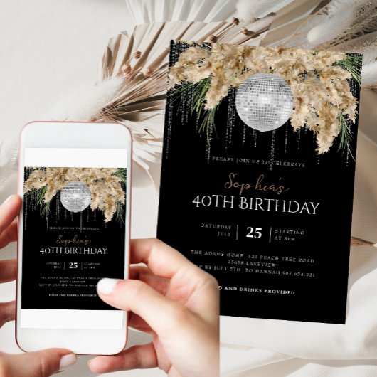 Papmas Grass Disco Ball Alle Leeftijd Boho Verjaar Kaart