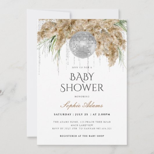 Papmas Grass Disco Ball Boho Baby shower Kaart (Voorkant)