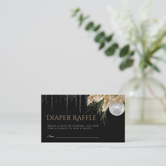 Papmas Grass Disco Ball Luier Raffle Baby shower Informatiekaartje (Staand voorkant)