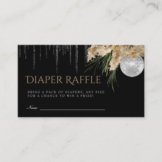 Papmas Grass Disco Ball Luier Raffle Baby shower Informatiekaartje (Voorkant)
