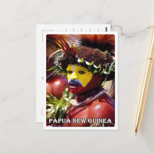 Papoea-Nieuw-Guinea - Huli Wigman - Briefkaart (Voorkant / Achterkant in situ)