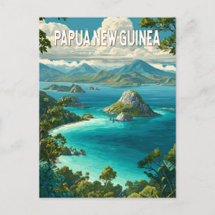 Papoea-Nieuw-Guinea Illustratie Reis Kunst Vintage Briefkaart