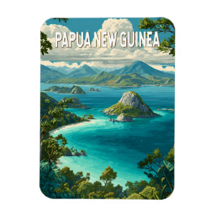 Papoea-Nieuw-Guinea Illustratie Reis Kunst Vintage Magneet