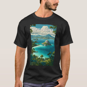Papoea-Nieuw-Guinea Illustratie Reis Kunst Vintage T-shirt