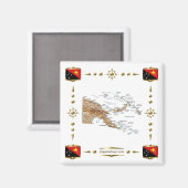Papoea-Nieuw-Guinea Kaart + Flags Magnet (Voorkant / Achterkant)