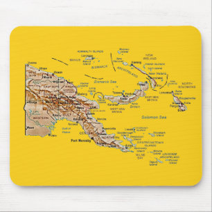 Papoea-Nieuw-Guinea Kaart Mousepad Muismat