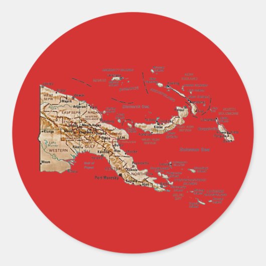 Papoea-Nieuw-Guinea kaart sticker (Voorkant)
