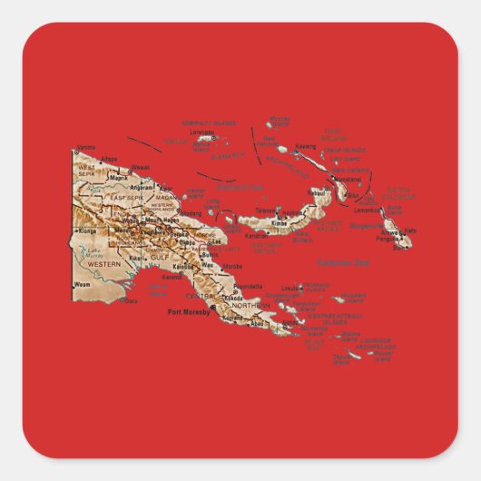 Papoea-Nieuw-Guinea kaart sticker (Voorkant)