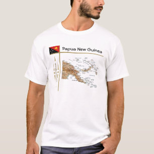 Papoea-Nieuw-Guinea Kaart + Vlag + Titel T-Shirt
