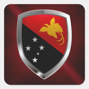 Papoea-Nieuw-Guinea Metallic Embleem Vierkante Sticker