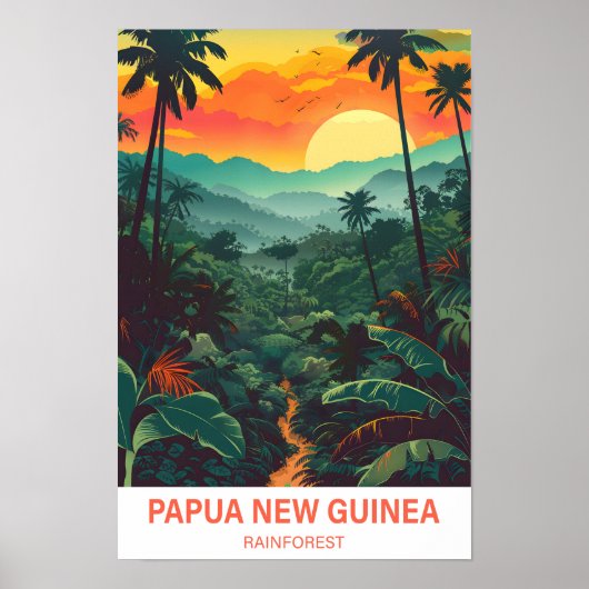 Papoea-Nieuw-Guinea Rainforest Illustration Travel Poster (Voorkant)