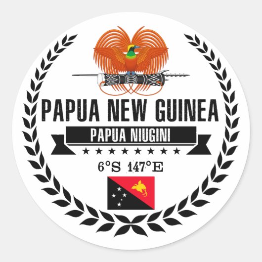 Papoea-Nieuw-Guinea Ronde Sticker (Voorkant)