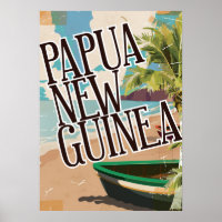 Papoea-Nieuw-Guinea — vintage reiskunst met poster