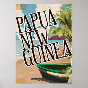 Papoea-Nieuw-Guinea — vintage reiskunst met poster