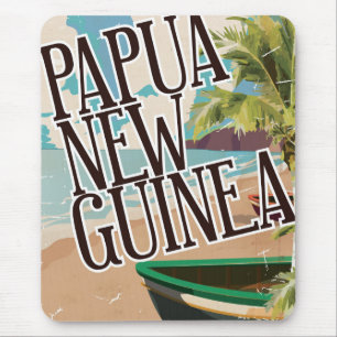 Papoea-Nieuw-Guinea — vintage reiskunst met poster Muismat