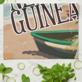 Papoea-Nieuw-Guinea — vintage reiskunst met poster Theedoek (Gevouwen)