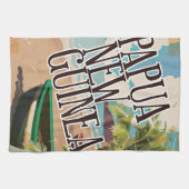 Papoea-Nieuw-Guinea — vintage reiskunst met poster Theedoek (Horizontaal)