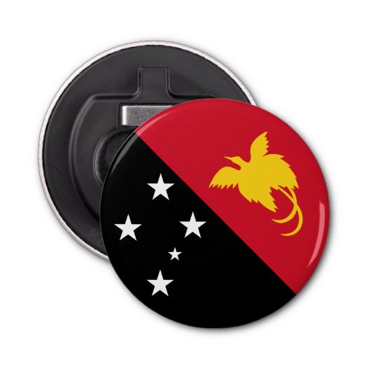 Papoea-Nieuw-Guinea vlag Button Flesopener (Voorkant)