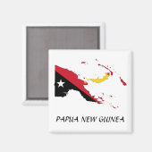 Papoea-Nieuw-Guinea vlag kaart Magneet (Voorkant / Achterkant)