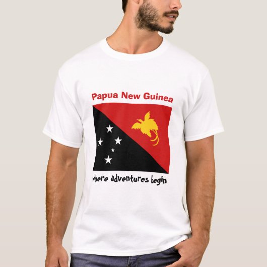 Papoea-Nieuw-Guinea Vlag + Kaart + Tekst T-shirt (Voorkant)