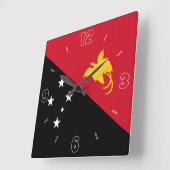 Papoea-Nieuw-Guinea Vlag rode zwarte cijfers Patri Vierkante Klok (Hoek)