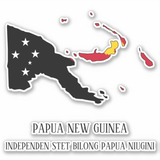 Papoea-Nieuw-Guinea Vlagkaart Sticker (Voorkant)
