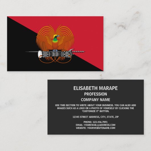 Papoea-Nieuw-Guinese vlag & Nationaal embleem Visitekaartje (Voorkant / Achterkant)