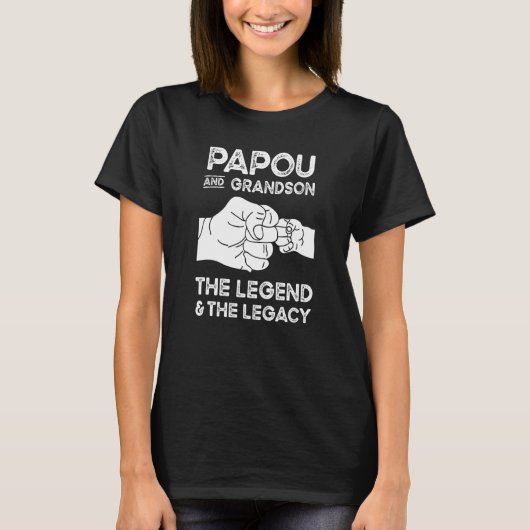 Papou en kleinzoon de legende en legacy opa m t-shirt (Voorkant)