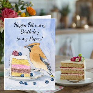 Papou Gefeliciteerd Februari Verjaardag Ceder Zijd Kaart