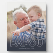 "Papou" Oprichtingsjaar | Vaderdag Foto Fotoplaat (Voorkant)