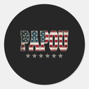 Papou Vaderdag Amerikaanse vlag 4 juli cadeau Ronde Sticker