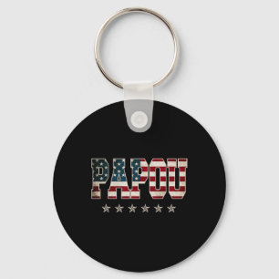 Papou Vaderdag Amerikaanse vlag 4 juli cadeau Sleutelhanger