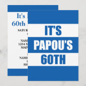 Papou's 60e verjaardag Griekse vlag nodigt uit Kaart (Voorkant / Achterkant)