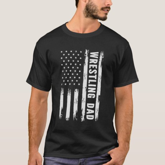 Pappa American Flag Wrestlers Grunge Retro T-shirt (Voorkant)