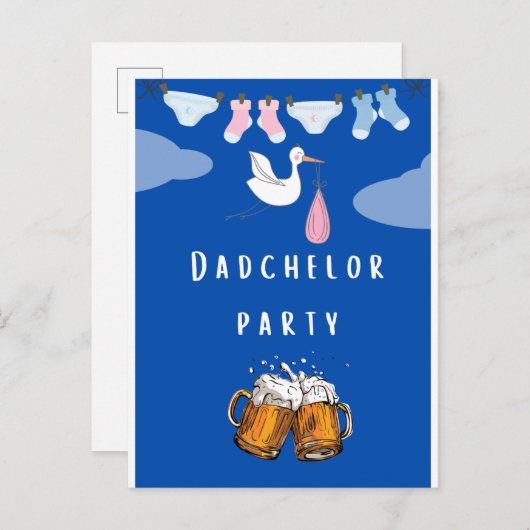 pappa douche dadchelor , bierparty uitnodiging briefkaart (Voorkant / Achterkant)