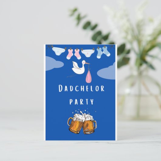 pappa douche dadchelor , bierparty uitnodiging briefkaart (Staand voorkant)
