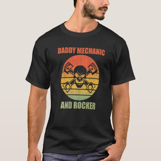 Pappa Mechanic and Rocker Retro Sunset T-shirt (Voorkant)
