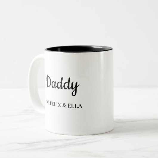 pappa | Moderne Vaderdag Kinder namen Tweekleurige Koffiemok (Voorkant links)